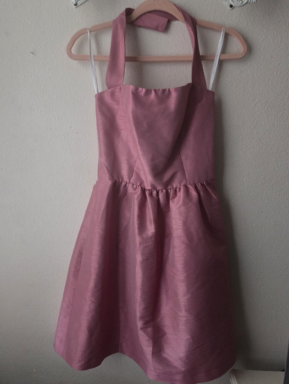 ALFRED SUNG Rose Pink Halter Fit-and-Flare Mini Dress